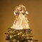 Lighted Christmas Tree Topper Angel with Timer, 12 Inch Luxury White Gold Fabric Small Angel Tree Topper with Lights for Christmas Tree Decoration Indoor, Battery Operated